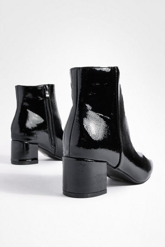 boohoo Low Block Heel Patent Shoe Boots 4