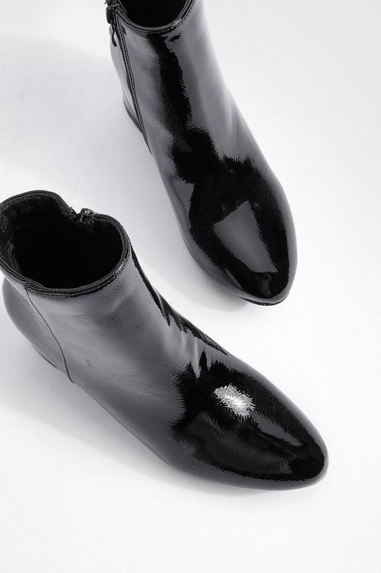 boohoo Low Block Heel Patent Shoe Boots 5