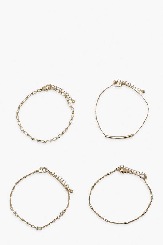 boohoo Diamante Charm Mini Chain Bracelet Multi Pack 1