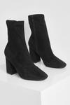 boohoo Wide Fit Block Heel Square Toe Sock Boots thumbnail 3