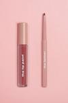 boohoo Liquid Lipstick and Lip Liner Set - Mauve pink thumbnail 1