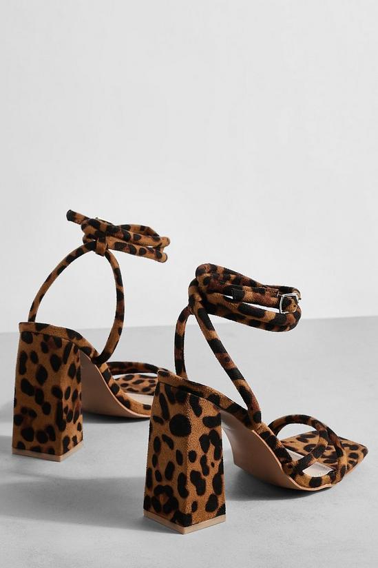 boohoo Wide Fit Leopard Block Heel Strappy Heels 4