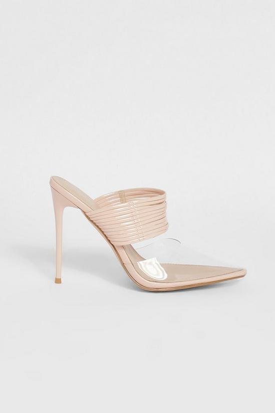 boohoo Wide Fit Layered Strap Clear Court Heels 2