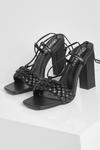 boohoo Wide Fit Plaited Detail Wrap Up Block Heels thumbnail 3