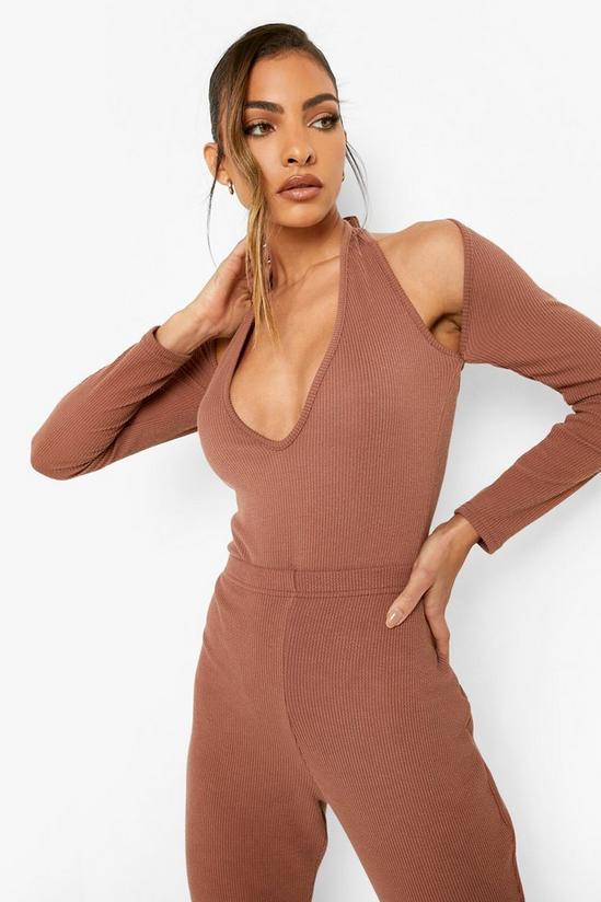 boohoo Crinkle Plunge Cut Out Bodysuit 3