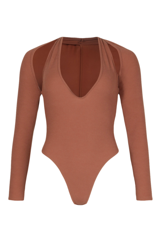 boohoo Crinkle Plunge Cut Out Bodysuit 5