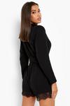 boohoo Lace Trim Belted Blazer Playsuit thumbnail 2