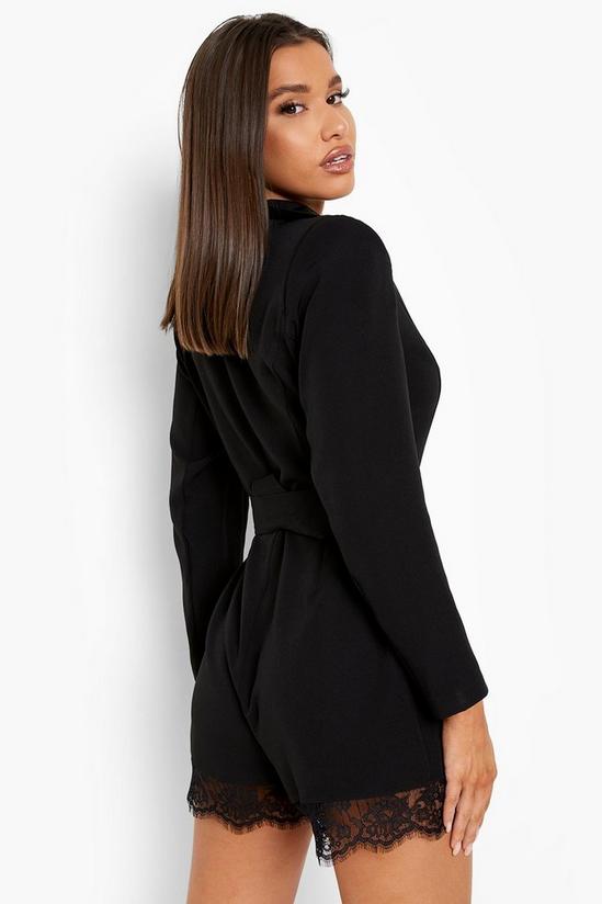 boohoo Lace Trim Belted Blazer Playsuit 2