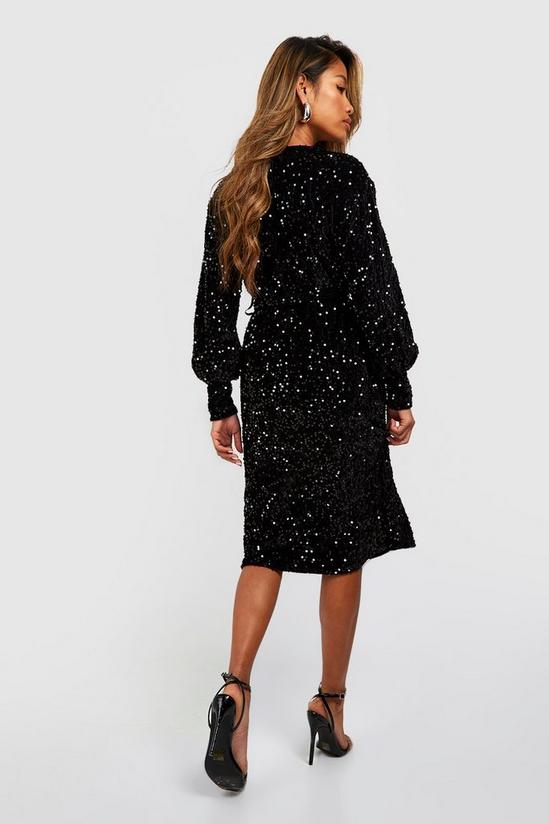 boohoo Sequin Wrap Belted Midi Party Dress 2