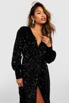 boohoo Sequin Wrap Belted Midi Party Dress thumbnail 4