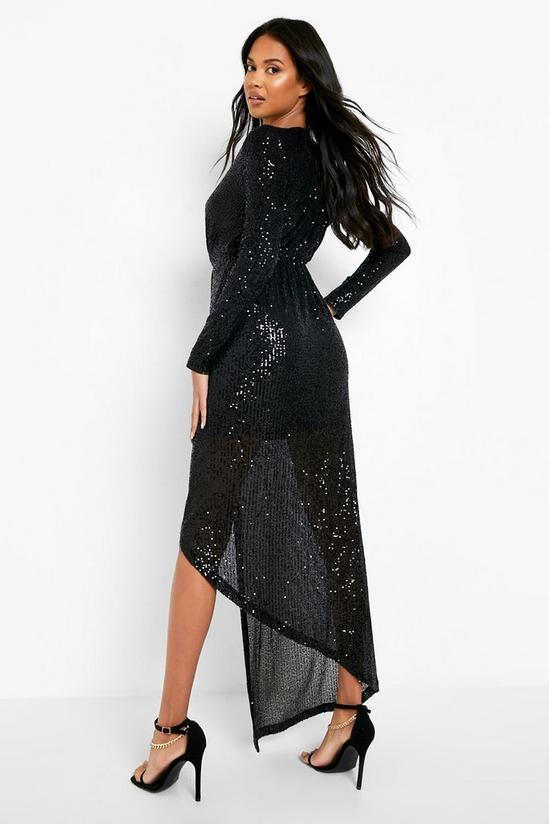boohoo Sequin Wrap Plunge Maxi Party Dress 2