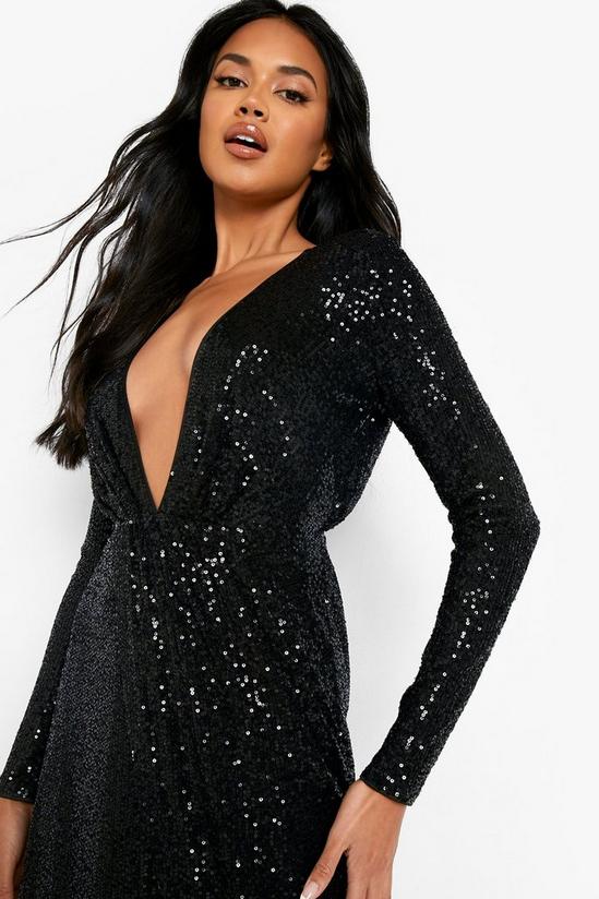 boohoo Sequin Wrap Plunge Maxi Party Dress 4