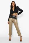 boohoo Colour Block Cut Out Leather Look Pu Trouser thumbnail 1