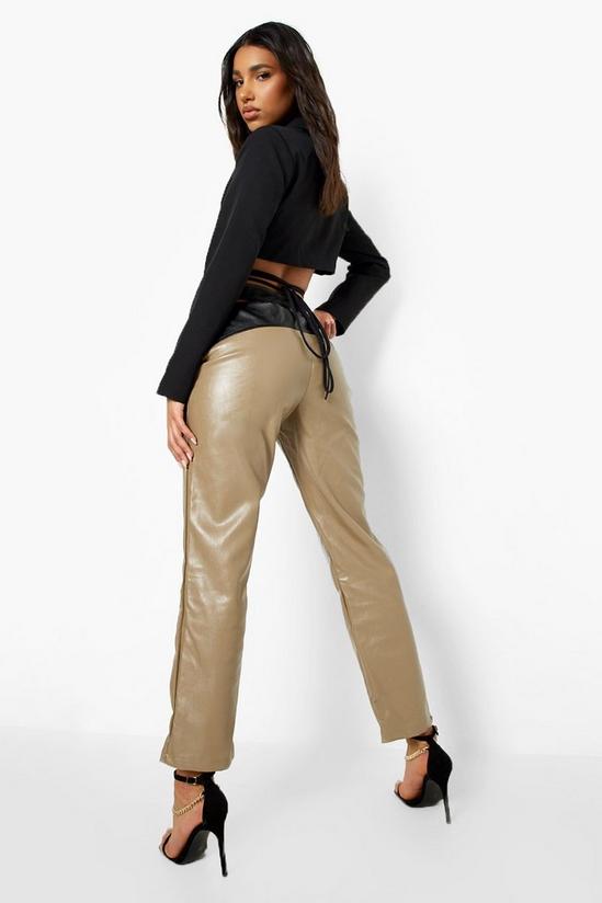 boohoo Colour Block Cut Out Leather Look Pu Trouser 2