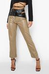 boohoo Colour Block Cut Out Leather Look Pu Trouser thumbnail 4