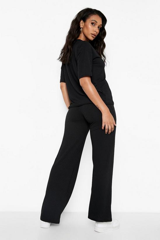 boohoo Ribbed Oversized T-shirt & Wide Leg Trousers 2