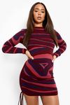 boohoo Marble Print Ruched Knitted Dress thumbnail 4