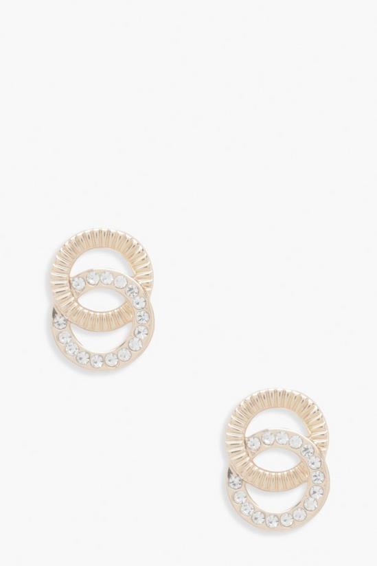 boohoo Double Disc Diamante Earrings 1