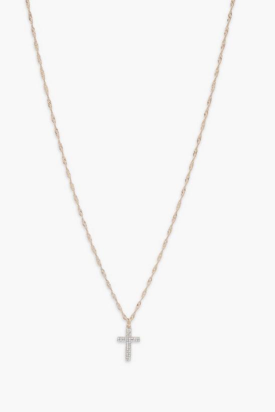 boohoo Diamante Cross Pendant Necklace 1