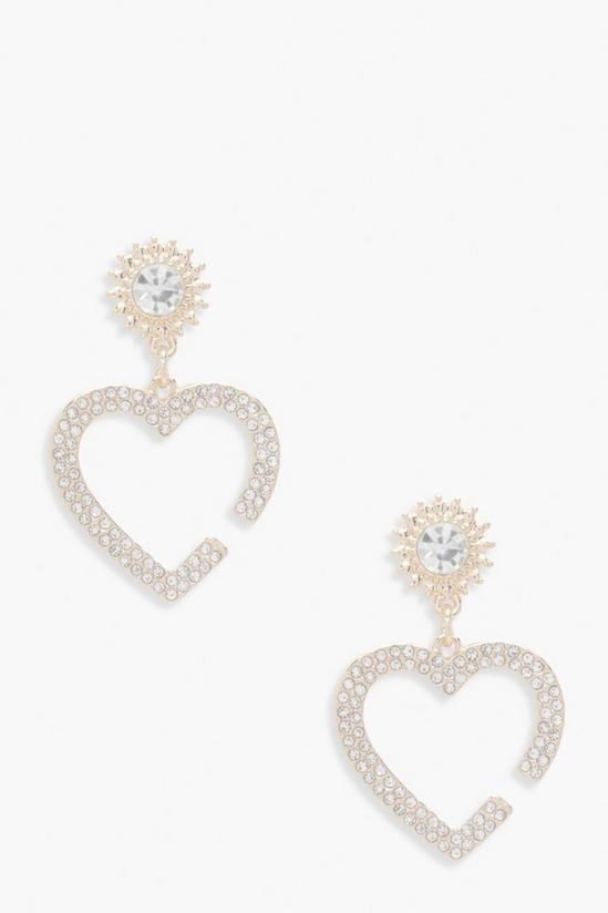 boohoo Diamante Heart Statement Earrings 1
