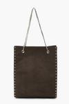 boohoo Studded Tote Bag With Chain Detail thumbnail 1