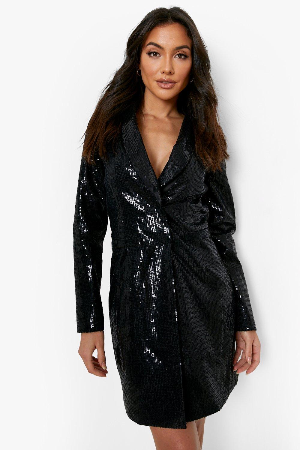 Sequin Long Sleeve Blazer Party Dress