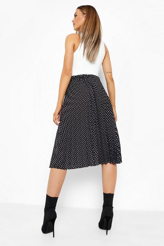 boohoo Polka Dot Print Pleated Midi Skirt 2