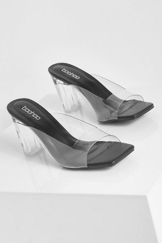 boohoo Wide Fit Clear Square Toe Heeled Mules 3