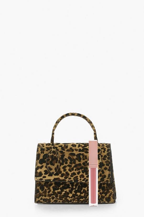 boohoo Mini Grab Leopard Suede Bag 4