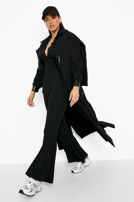 boohoo Ribbed Collared Wide Leg Jumpsuit 1