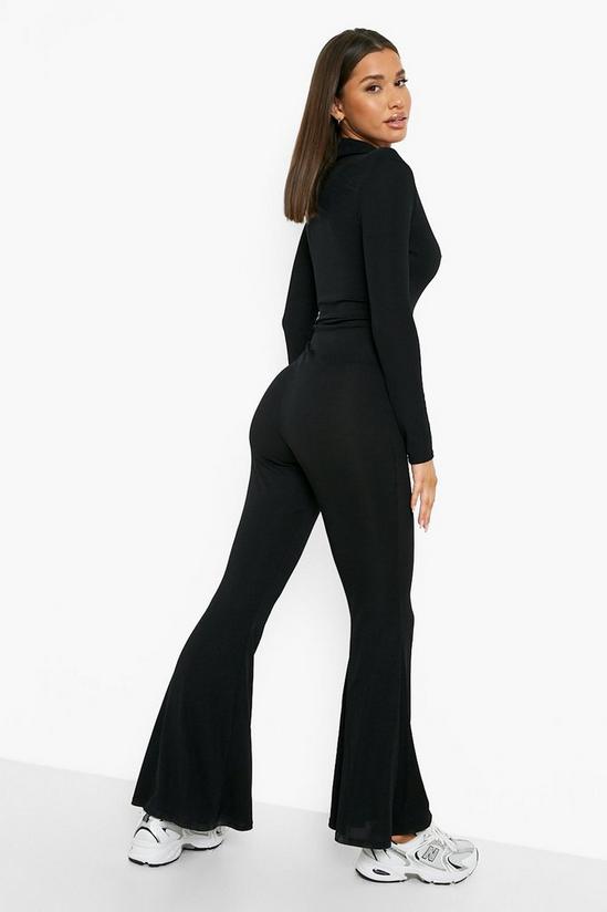boohoo Ribbed Collared Wide Leg Jumpsuit 2