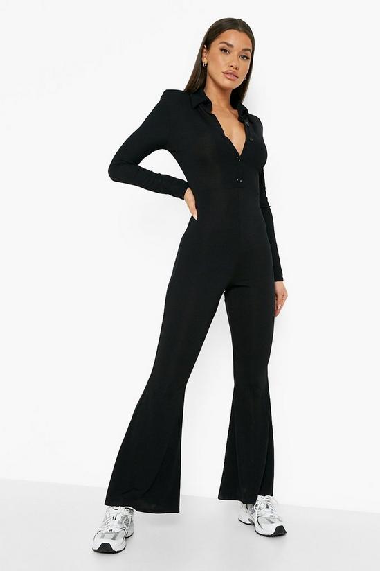 boohoo Ribbed Collared Wide Leg Jumpsuit 3