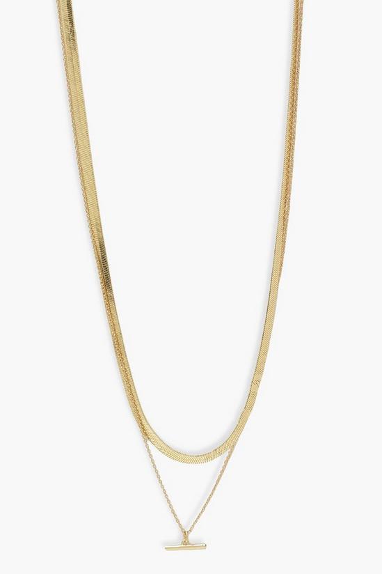 boohoo Flat Chain T Bar Layer Necklace 1