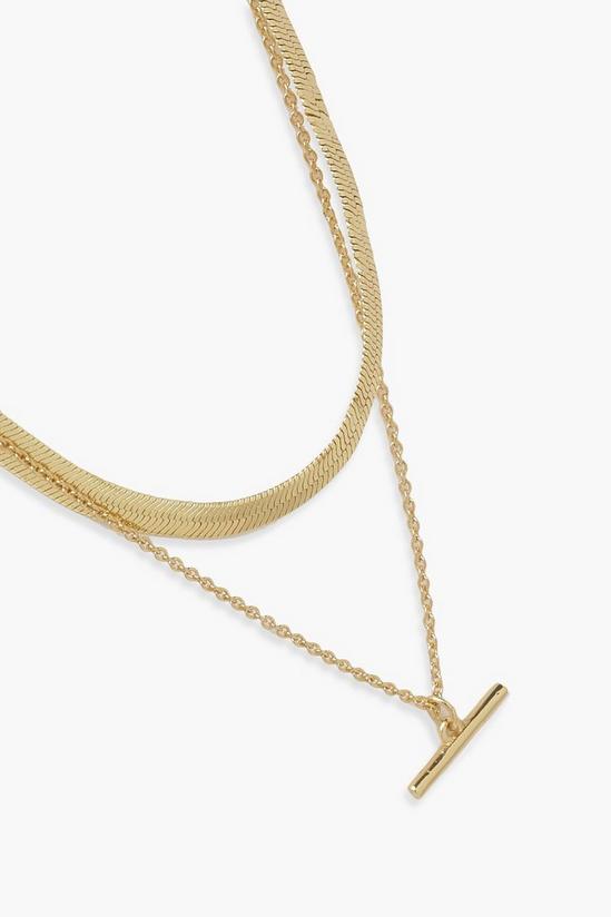 boohoo Flat Chain T Bar Layer Necklace 2