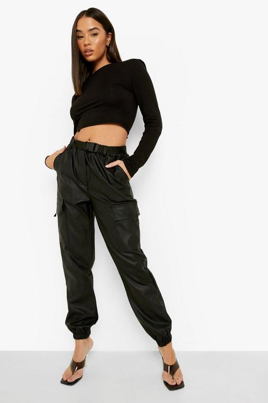 boohoo Cargo Belted Pu Jogger Trouser 1
