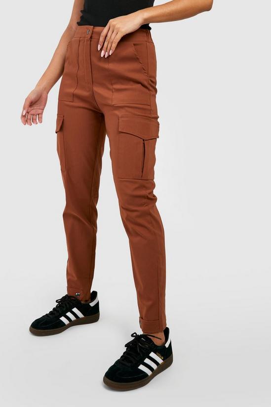 boohoo Stretch Woven Pocket Cargo Casual Trousers 4