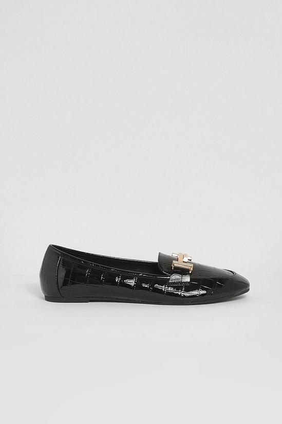 boohoo Wide Fit Patent Croc Double Bar Loafers 2