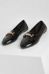 boohoo Wide Fit Patent Croc Double Bar Loafers thumbnail 3