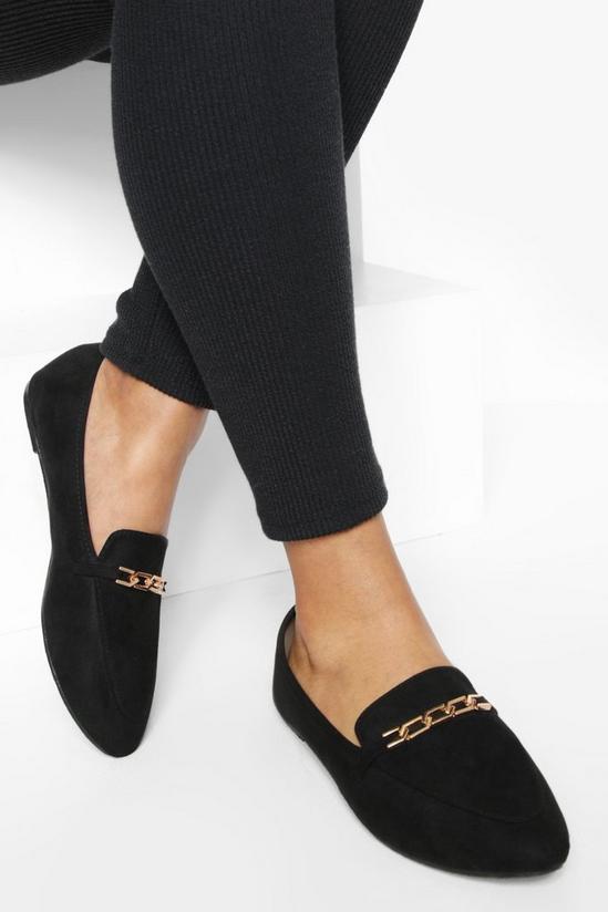 boohoo Wide Fit Link Chain Pointed Toe Flats 1