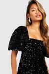 boohoo Sequin Puff Sleeve Square Neck Smock Party Dress thumbnail 4