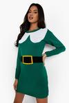 boohoo Mrs Elf Christmas Jumper Dress thumbnail 1