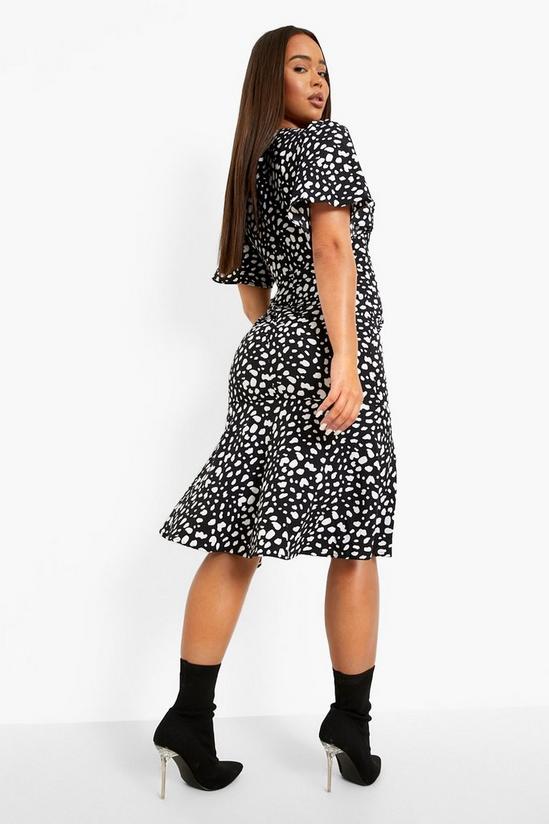 boohoo Dalmatian Print Flared Sleeve Ruffle Dress 2