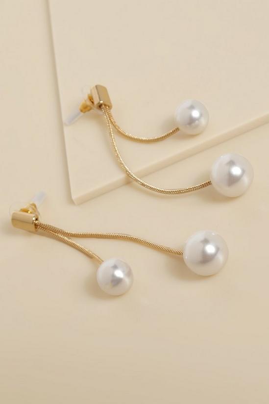 boohoo Double Pearl Drop Earrings 1