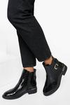 boohoo Wide Fit Croc Patent Buckle Chelsea Boots thumbnail 1