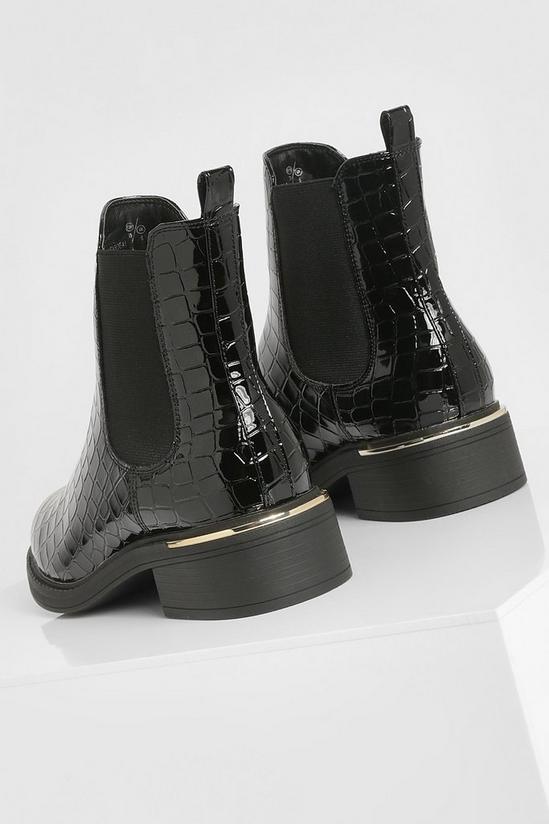 boohoo Wide Fit Patent Croc Chelsea Boots 4