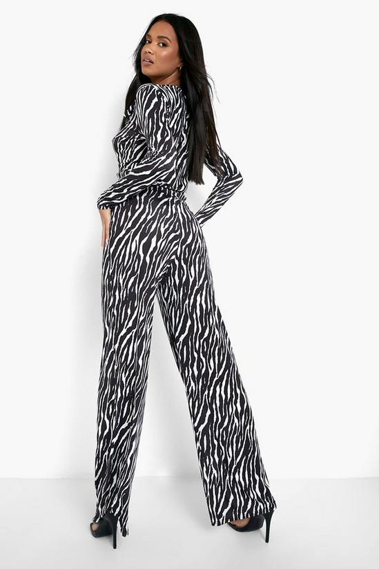 boohoo Zebra Print Shirt & Wide Leg Trousers 2