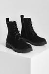 boohoo Cleated Faux Suede Lace Up Hiker Boots thumbnail 3