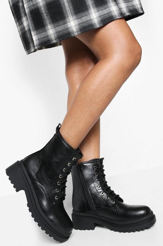boohoo Chunky Lace Up Hiker Boots 1