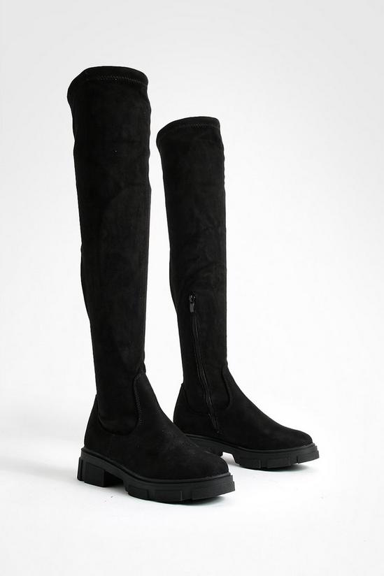 boohoo Wide Fit Stretch Knee High Boots 1