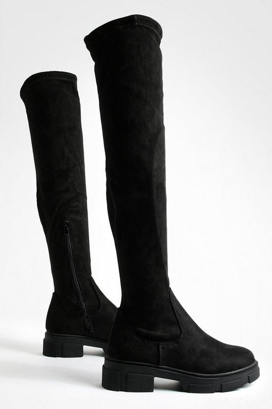 boohoo Wide Fit Stretch Knee High Boots 3